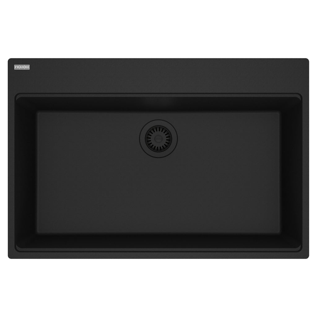 FRANKE MAG61031-MBK Maris Topmount 33-in x 22-in Granite Single Bowl Kitchen Sink in Matte Black In Matte Black