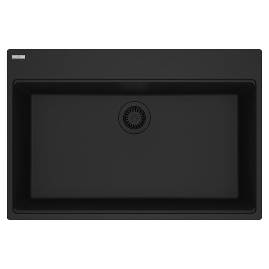 FRANKE MAG61031-MBK Maris Topmount 33-in x 22-in Granite Single Bowl Kitchen Sink in Matte Black In Matte Black