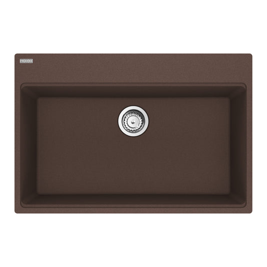 FRANKE MAG61031-MOC-S Maris Topmount 33-in x 22-in Granite Single Bowl Kitchen Sink in Mocha In Mocha