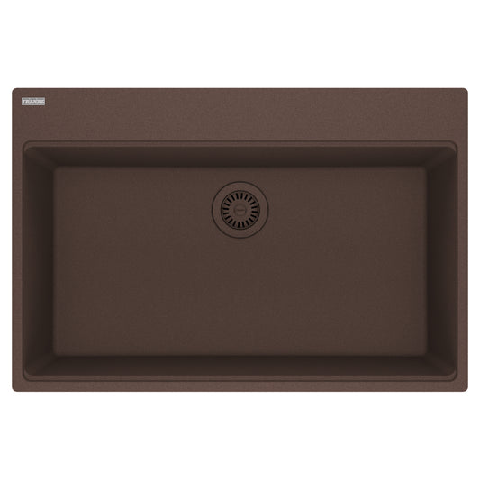 FRANKE MAG61031-MOC Maris Topmount 33-in x 22-in Granite Single Bowl Kitchen Sink in Mocha In Mocha