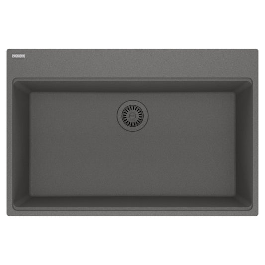 FRANKE MAG61031-SHG Maris Topmount 33-in x 22-in Granite Single Bowl Kitchen Sink in Stone Grey In Stone Grey