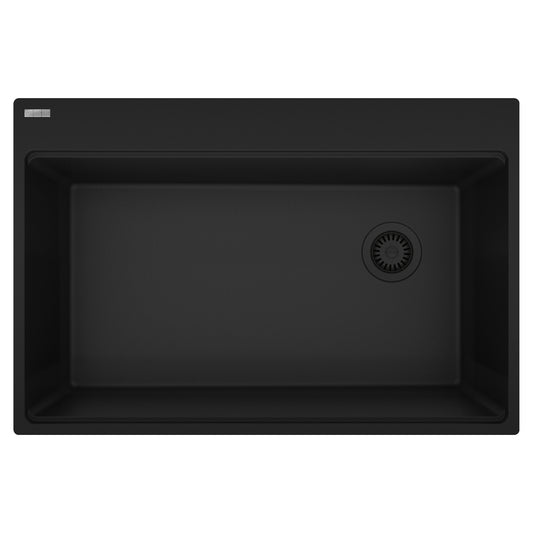 FRANKE MAG61031OW-MBK Maris Topmount 33-in x 22-in Granite Single Bowl Kitchen Sink in Matte Black In Matte Black