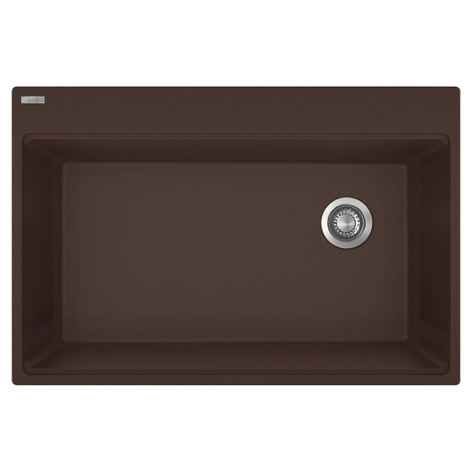 FRANKE MAG61031OW-MOC-S Maris Topmount 33-in x 22-in Granite Single Bowl Kitchen Sink in Mocha In Mocha