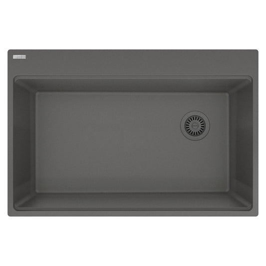 FRANKE MAG61031OW-SHG Maris Topmount 33-in x 22-in Granite Single Bowl Kitchen Sink in Stone Grey In Stone Grey