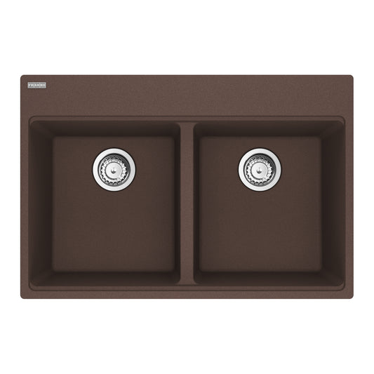 FRANKE MAG6201414-MOC-S Maris Topmount 31-in x 20.88-in Granite Double Bowl Kitchen Sink in Mocha In Mocha