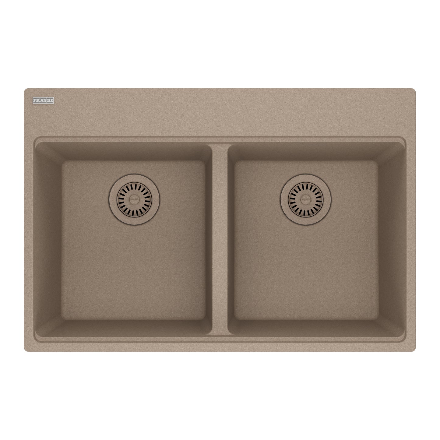 FRANKE MAG6201414-OYS Maris Topmount 31-in x 20.88-in Granite Double Bowl Kitchen Sink in Oyster In Oyster