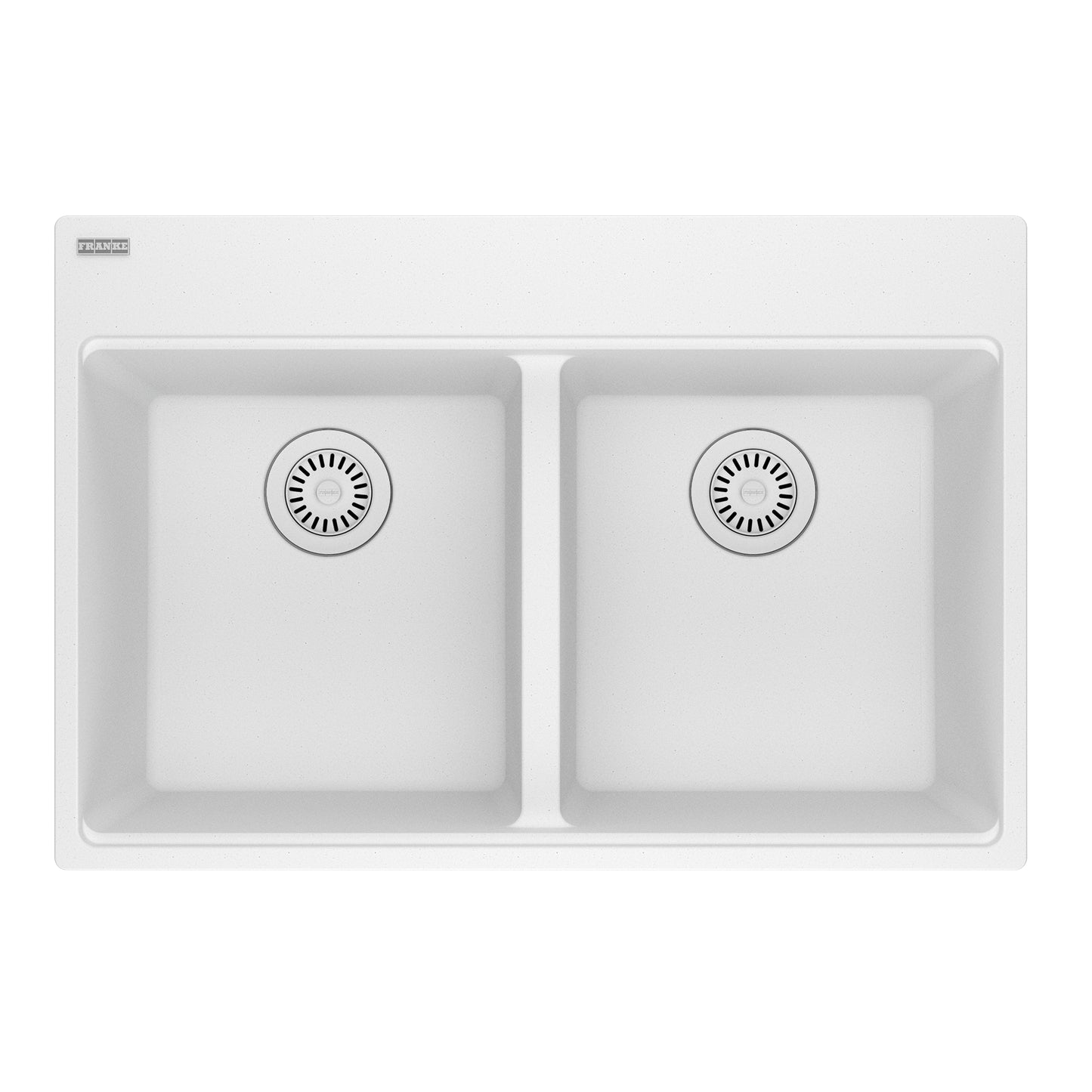 FRANKE MAG6201414-PWT Maris Topmount 31-in x 20.88-in Granite Double Bowl Kitchen Sink in Polar White In Polar White