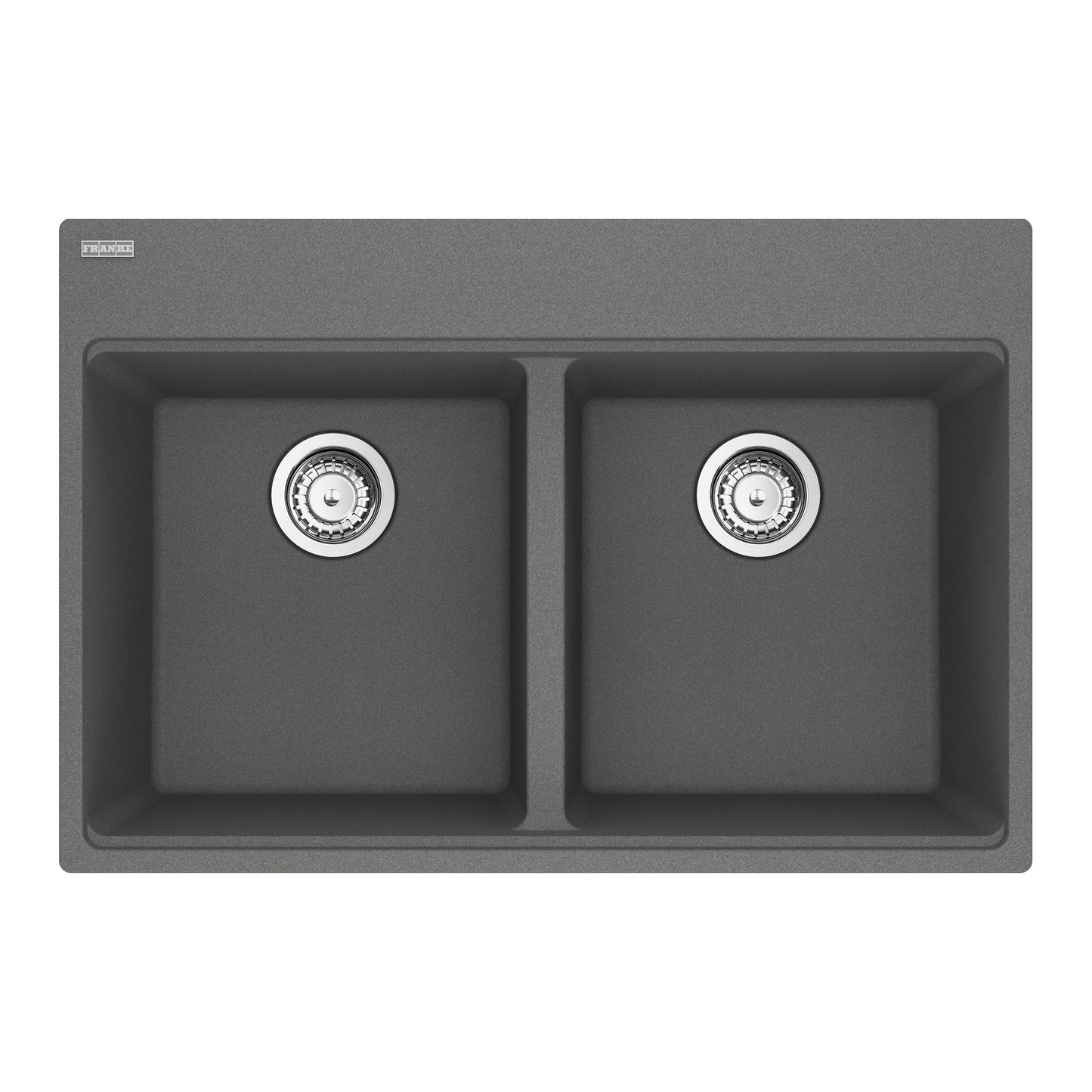 FRANKE MAG6201414-SHG-S Maris Topmount 31-in x 20.88-in Granite Double Bowl Kitchen Sink in Stone Grey In Stone Grey