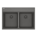 FRANKE MAG6201414-SHG Maris Topmount 31-in x 20.88-in Granite Double Bowl Kitchen Sink in Stone Grey In Stone Grey