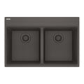 FRANKE MAG6201414-SLG Maris Topmount 31-in x 20.88-in Granite Double Bowl Kitchen Sink in Slate Grey