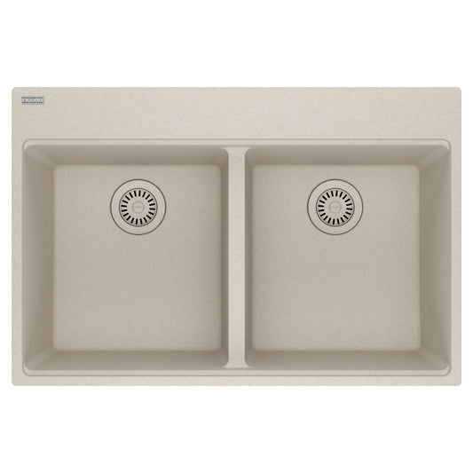 FRANKE MAG6201515-CHA Maris Topmount 33-in x 22-in Granite Double Bowl Kitchen Sink in Champagne In Champagne