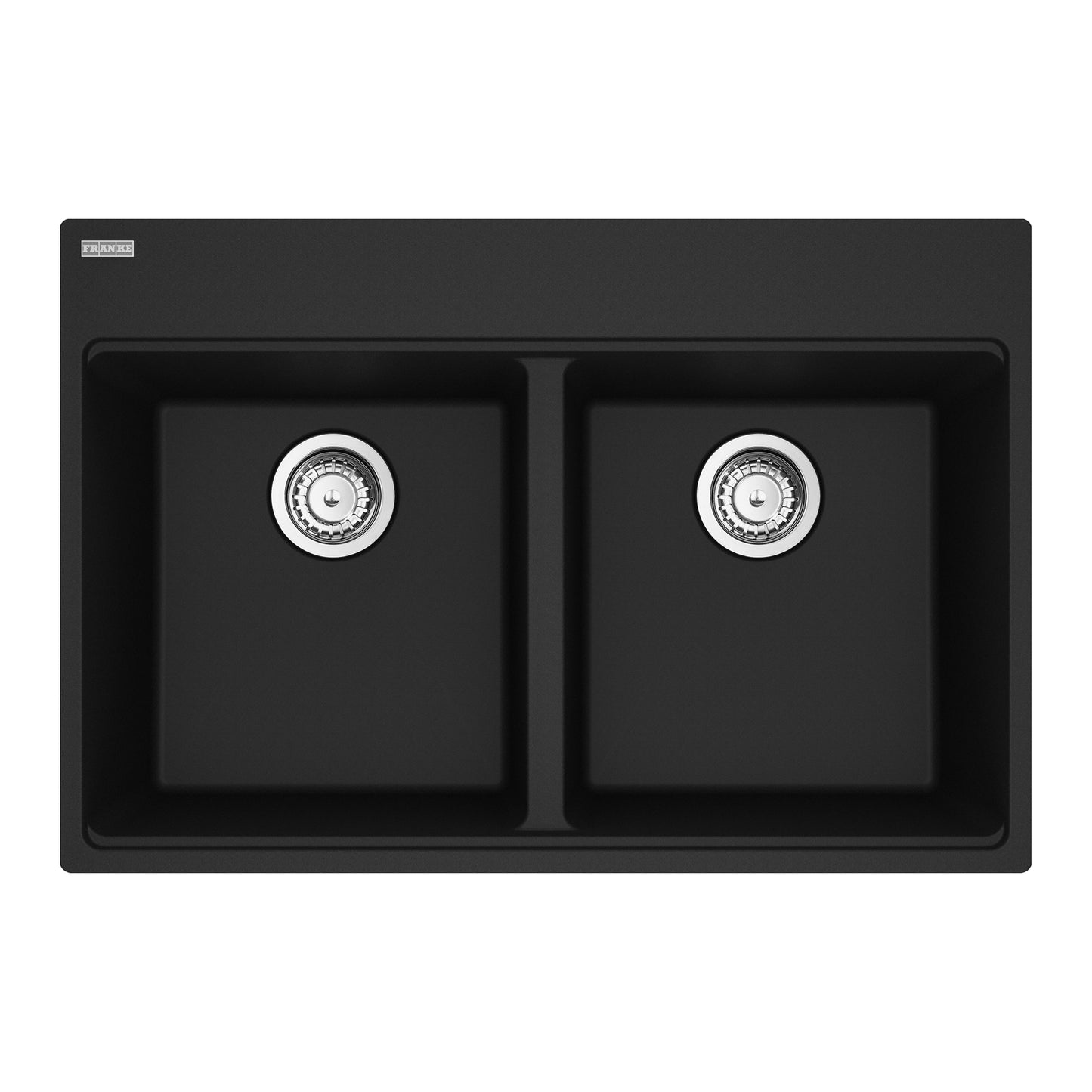 FRANKE MAG6201515-MBK-S Maris Topmount 33-in x 22-in Granite Double Bowl Kitchen Sink in Matte Black In Matte Black