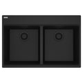 FRANKE MAG6201515-MBK Maris Topmount 33-in x 22-in Granite Double Bowl Kitchen Sink in Matte Black In Matte Black