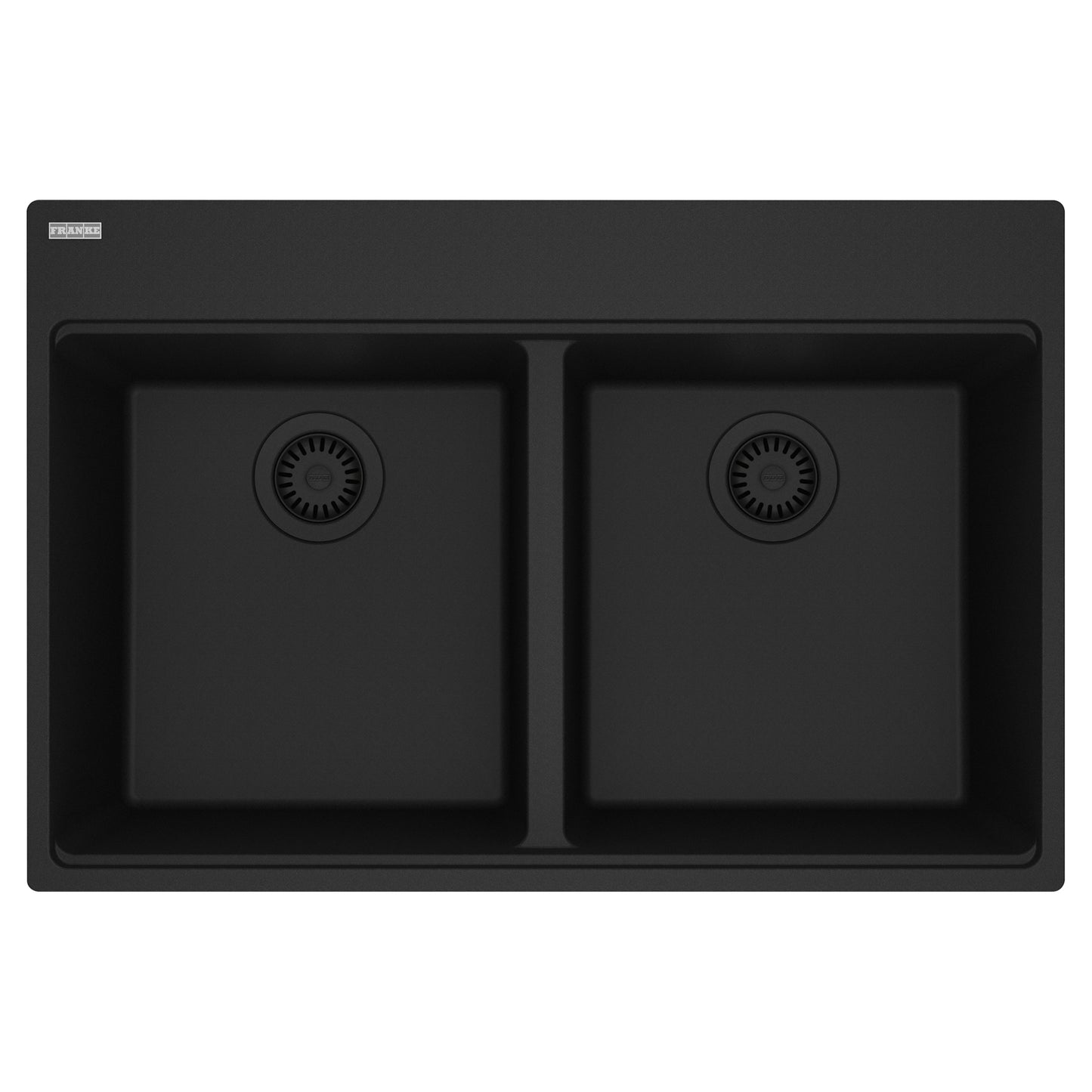 FRANKE MAG6201515-MBK Maris Topmount 33-in x 22-in Granite Double Bowl Kitchen Sink in Matte Black In Matte Black