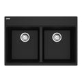 FRANKE MAG6201515-ONY-S Maris Topmount 33-in x 22-in Granite Double Bowl Kitchen Sink in Onyx In Onyx
