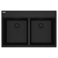 FRANKE MAG6201515-ONY Maris Topmount 33-in x 22-in Granite Double Bowl Kitchen Sink in Onyx In Onyx