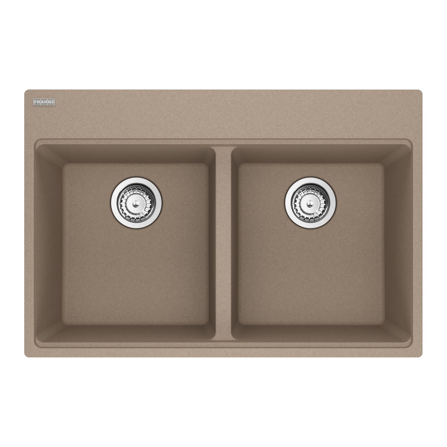 FRANKE MAG6201515-OYS-S Maris Topmount 33-in x 22-in Granite Double Bowl Kitchen Sink in Oyster In Oyster