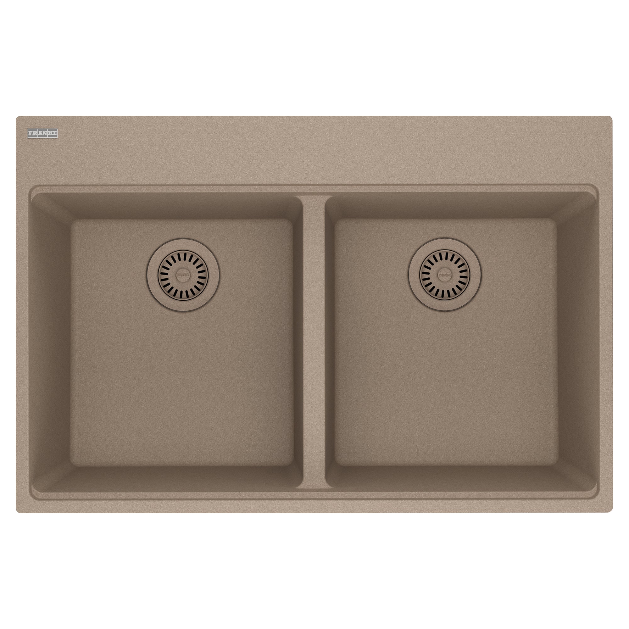 FRANKE MAG6201515-OYS Maris Topmount 33-in x 22-in Granite Double Bowl Kitchen Sink in Oyster In Oyster