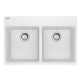 FRANKE MAG6201515-PWT-S Maris Topmount 33-in x 22-in Granite Double Bowl Kitchen Sink in Polar White In Polar White