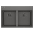 FRANKE MAG6201515-SHG Maris Topmount 33-in x 22-in Granite Double Bowl Kitchen Sink in Stone Grey In Stone Grey