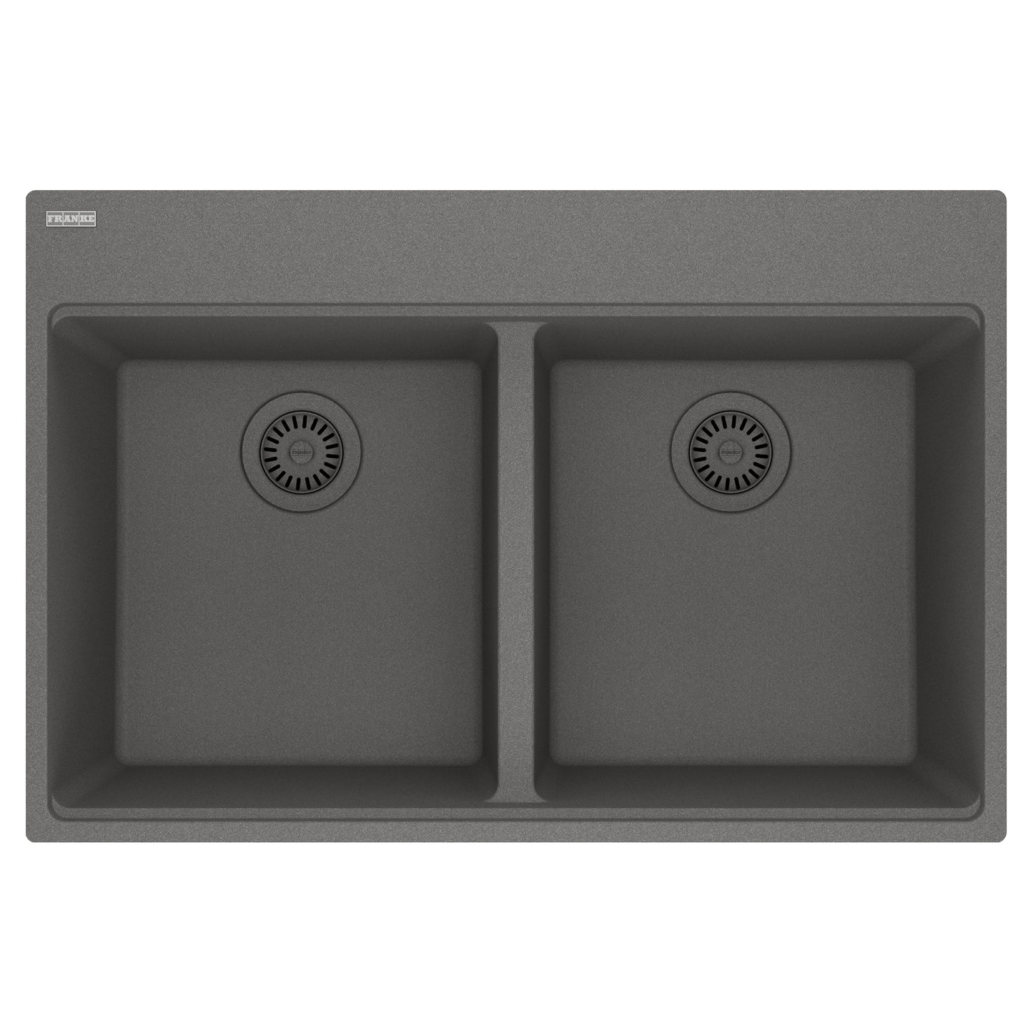 FRANKE MAG6201515-SHG Maris Topmount 33-in x 22-in Granite Double Bowl Kitchen Sink in Stone Grey In Stone Grey