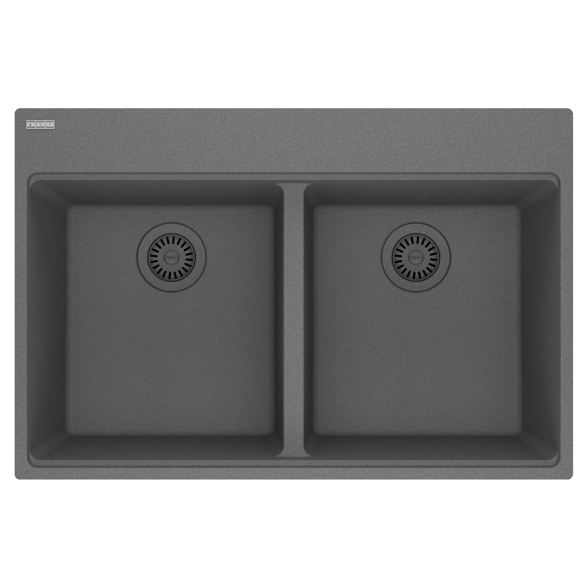 FRANKE MAG6201515-SHG Maris Topmount 33-in x 22-in Granite Double Bowl Kitchen Sink in Stone Grey In Stone Grey