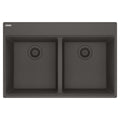 FRANKE MAG6201515-SLG Maris Topmount 33-in x 22-in Granite Double Bowl Kitchen Sink in Slate Grey