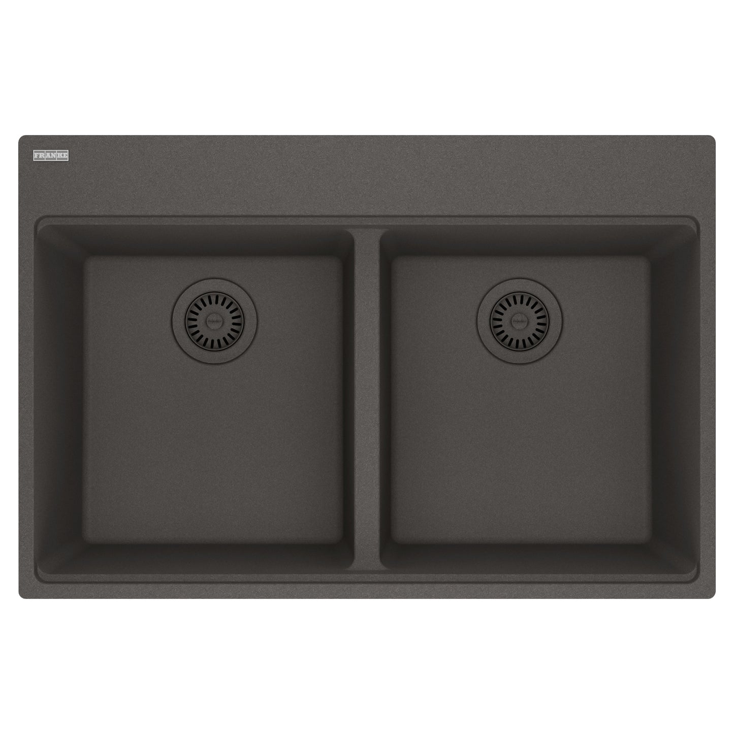 FRANKE MAG6201515-SLG Maris Topmount 33-in x 22-in Granite Double Bowl Kitchen Sink in Slate Grey