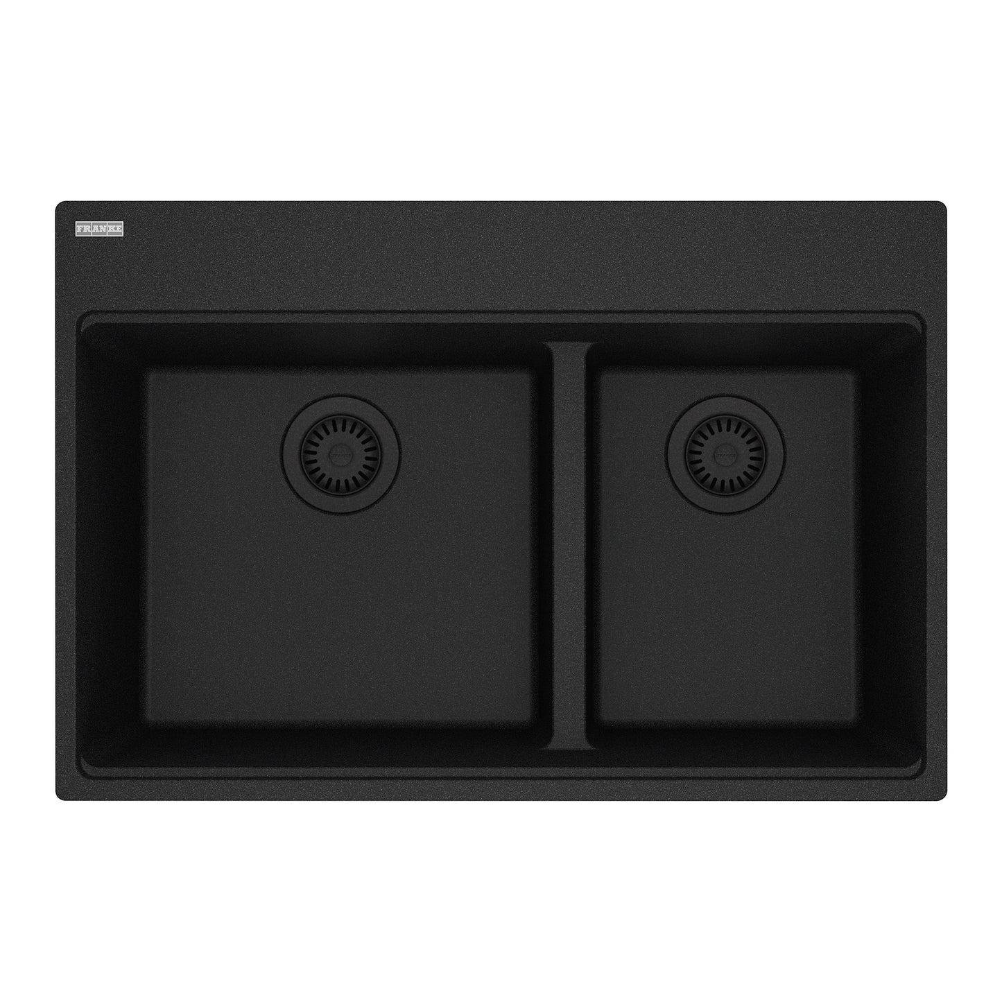 FRANKE MAG6601611LD-ONY Maris Topmount 31-in x 20.9-in Granite Double Bowl Kitchen Sink in Onyx In Onyx