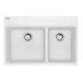 FRANKE MAG6601611LD-PWT-S Maris Topmount 31-in x 20.9-in Granite Double Bowl Kitchen Sink in Polar White In Polar White