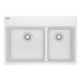 FRANKE MAG6601611LD-PWT Maris Topmount 31-in x 20.9-in Granite Double Bowl Kitchen Sink in Polar White In Polar White