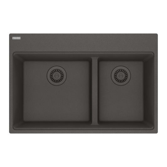 FRANKE MAG6601611LD-SLG Maris Topmount 31-in x 20.9-in Granite Double Bowl Kitchen Sink in Slate Grey