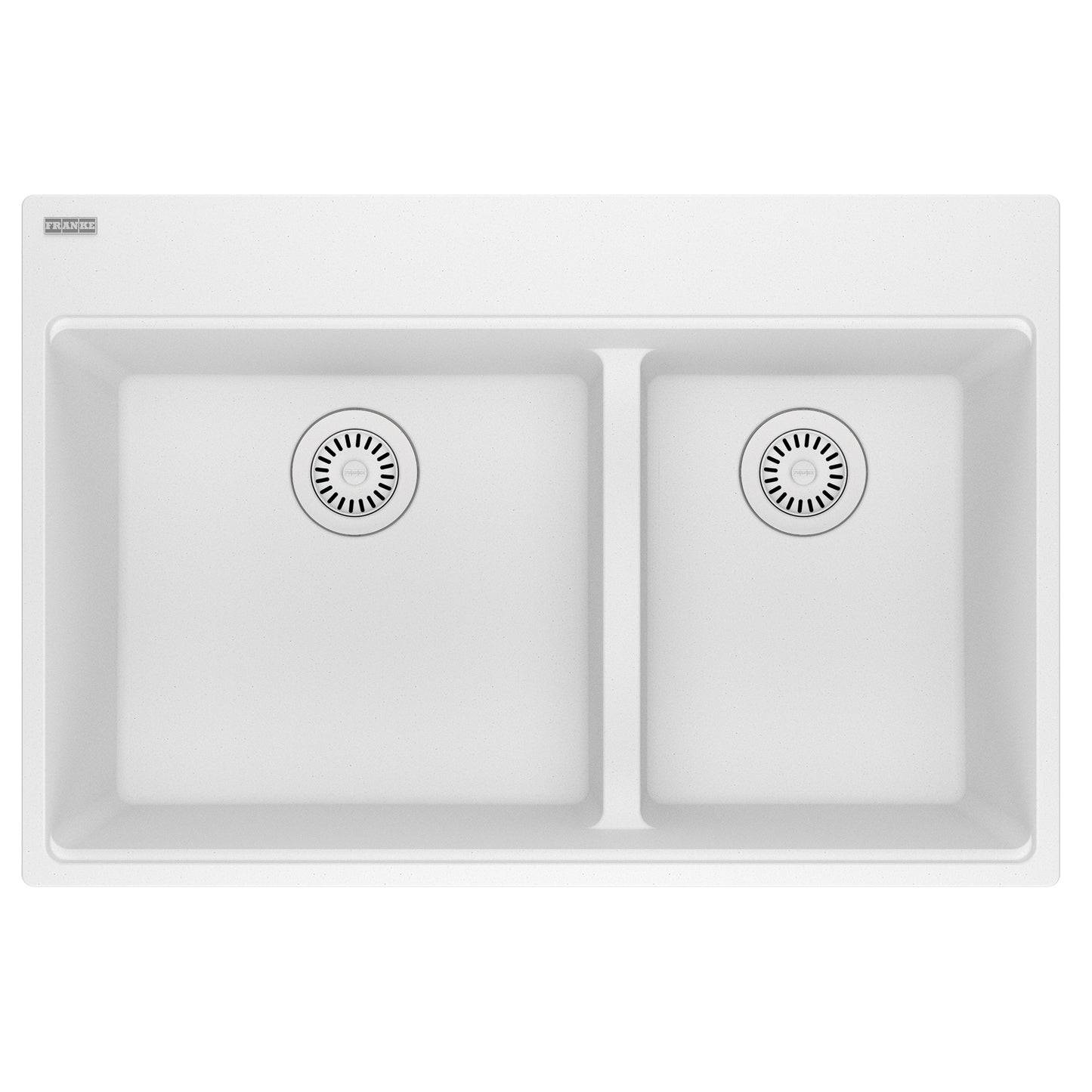 FRANKE MAG6601812LD-PWT Maris Topmount 33-in x 22-in Granite Double Bowl Kitchen Sink in Polar White In Polar White