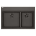 FRANKE MAG6601812LD-SLG Maris Topmount 33-in x 22-in Granite Double Bowl Kitchen Sink in Slate Grey
