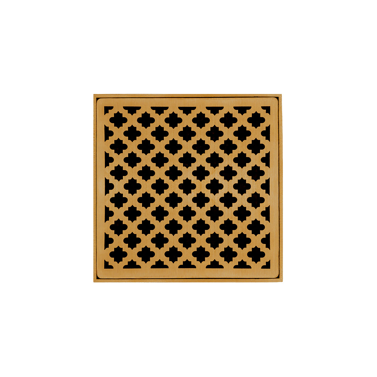 INFINITY DRAIN MD 5-2H PG MD 5 5" x 5" MD 5 Complete Kit with Moor Pattern Decorative Plate in Polished Gold with Cast Iron Drain Body for Hot Mop, 2" Outlet