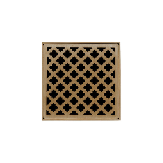 INFINITY DRAIN MD 5-2P SB MD 5 5" x 5" MD 5 Complete Kit with Moor Pattern Decorative Plate in Satin Bronze with PVC Drain Body, 2" Outlet