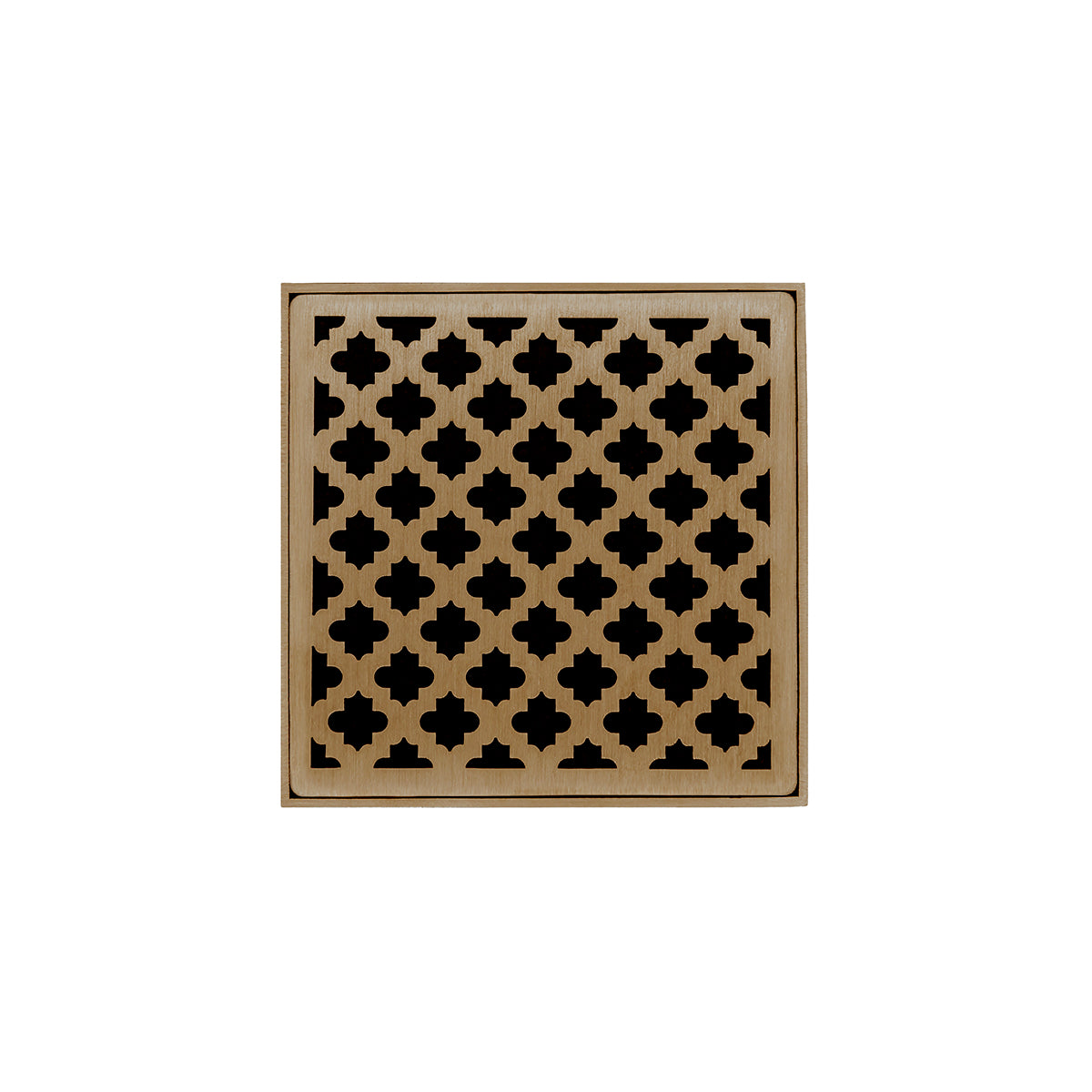 INFINITY DRAIN MDB 4-P SB MD 4 4" x 4" MDB 4 Complete Kit with Moor Pattern Decorative Plate in Satin Bronze with PVC Bonded Flange Drain Body, 2", 3" and 4" Outlet