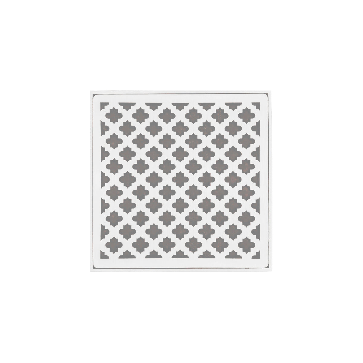 INFINITY DRAIN MDB 5-A MW MD 5 5" x 5" MDB 5 Complete Kit with Moor Pattern Decorative Plate in Matte White with ABS Bonded Flange Drain Body, 2", 3" and 4" Outlet