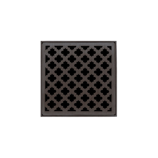 INFINITY DRAIN MDB 5-A ORB MD 5 5" x 5" MDB 5 Complete Kit with Moor Pattern Decorative Plate in Oil Rubbed Bronze with ABS Bonded Flange Drain Body, 2", 3" and 4" Outlet