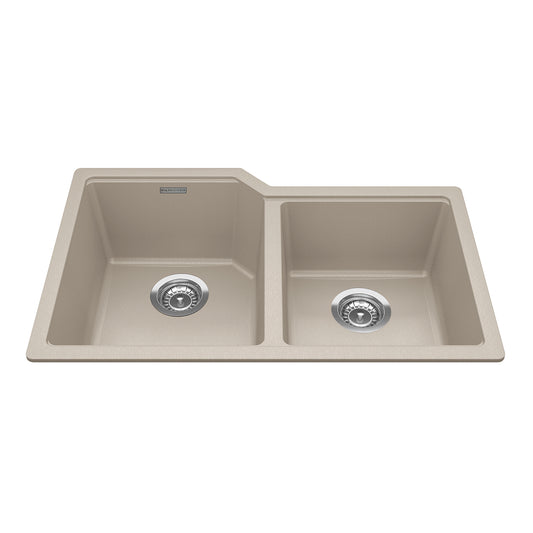 KINDRED MGC2031U-9CHAN Granite Series 30.69-in LR x 19.69-in FB Undermount Double Bowl Granite Kitchen Sink in Champagne In Champagne