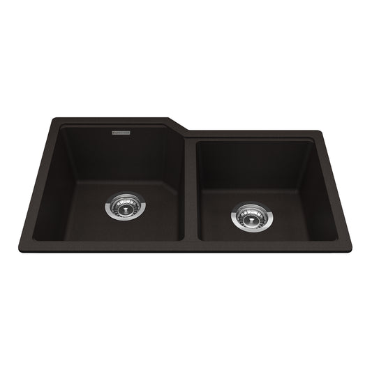 KINDRED MGC2031U-9ESN Granite Series 30.69-in LR x 19.69-in FB Undermount Double Bowl Granite Kitchen Sink in Mocha In Mocha