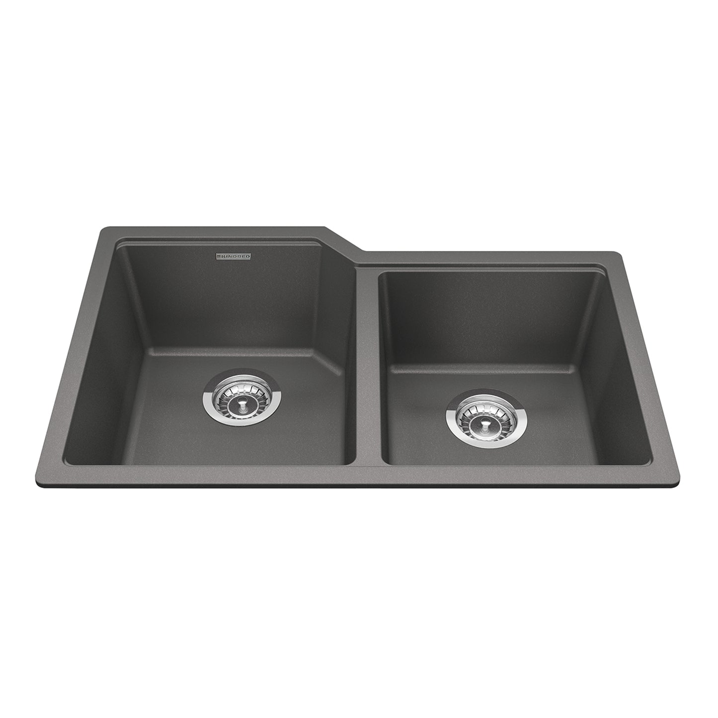 KINDRED MGC2031U-9SGN Granite Series 30.69-in LR x 19.69-in FB Undermount Double Bowl Granite Kitchen Sink in Stone Grey In Stone Grey