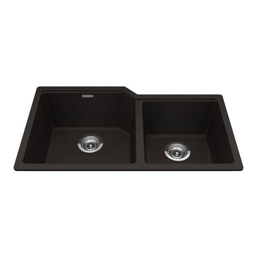 KINDRED MGC2034U-9ESN Granite Series 33.88-in LR x 19.69-in FB Undermount Double Bowl Granite Kitchen Sink in Mocha In Mocha