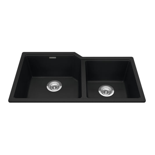 KINDRED MGC2034U-9MBKN Granite Series 33.88-in LR x 19.69-in FB Undermount Double Bowl Granite Kitchen Sink in Matte Black In Matte Black