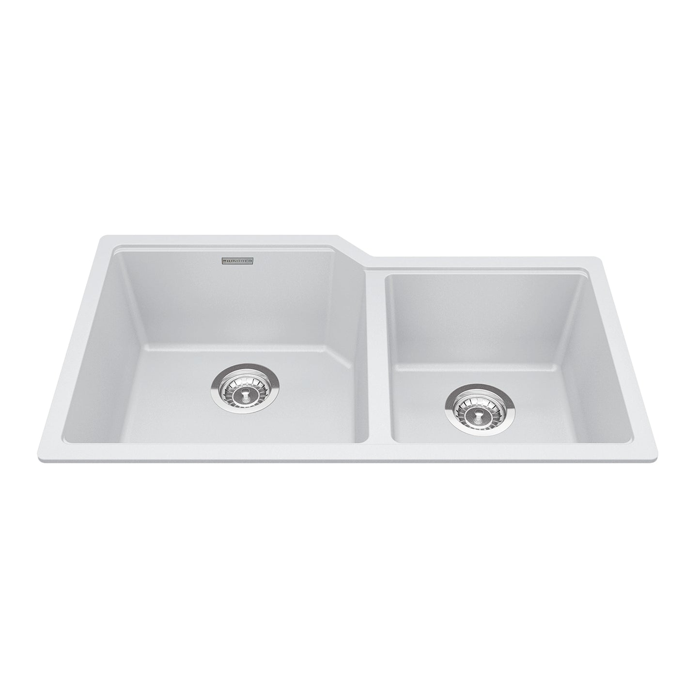 KINDRED MGC2034U-9PWTN Granite Series 33.88-in LR x 19.69-in FB Undermount Double Bowl Granite Kitchen Sink in Polar White In Polar White