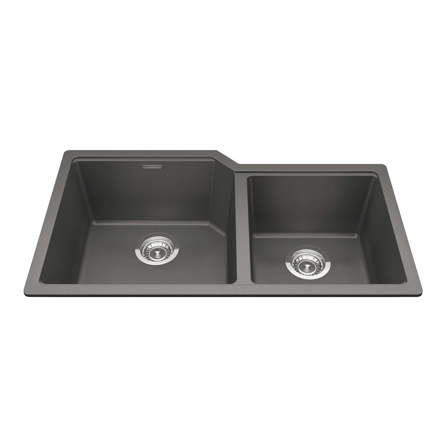 KINDRED MGC2034U-9SGN Granite Series 33.88-in LR x 19.69-in FB Undermount Double Bowl Granite Kitchen Sink in Stone Grey In Stone Grey