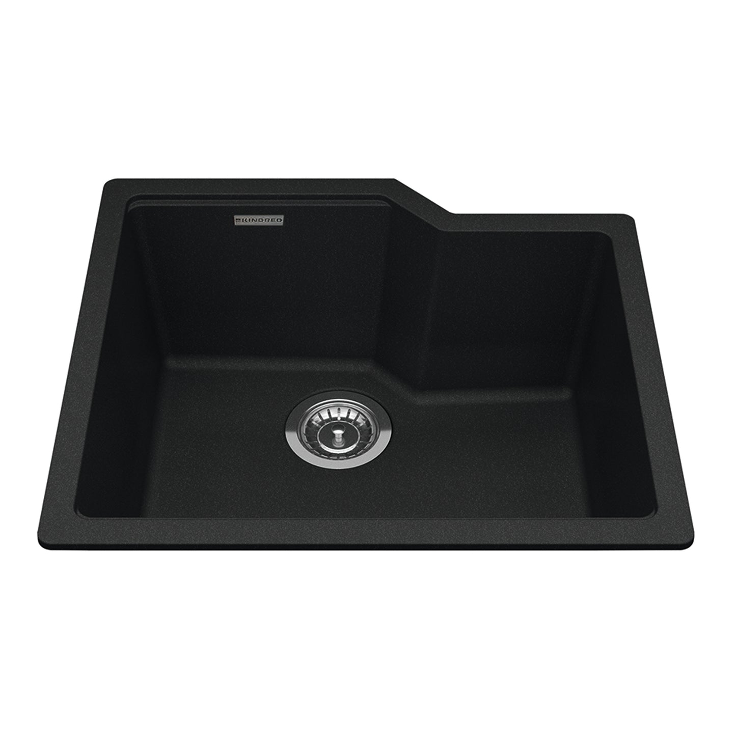 KINDRED MGS2022U-9ONN Granite Series 22.06-in LR x 19.69-in FB Undermount Single Bowl Granite Kitchen Sink in Onyx In Onyx