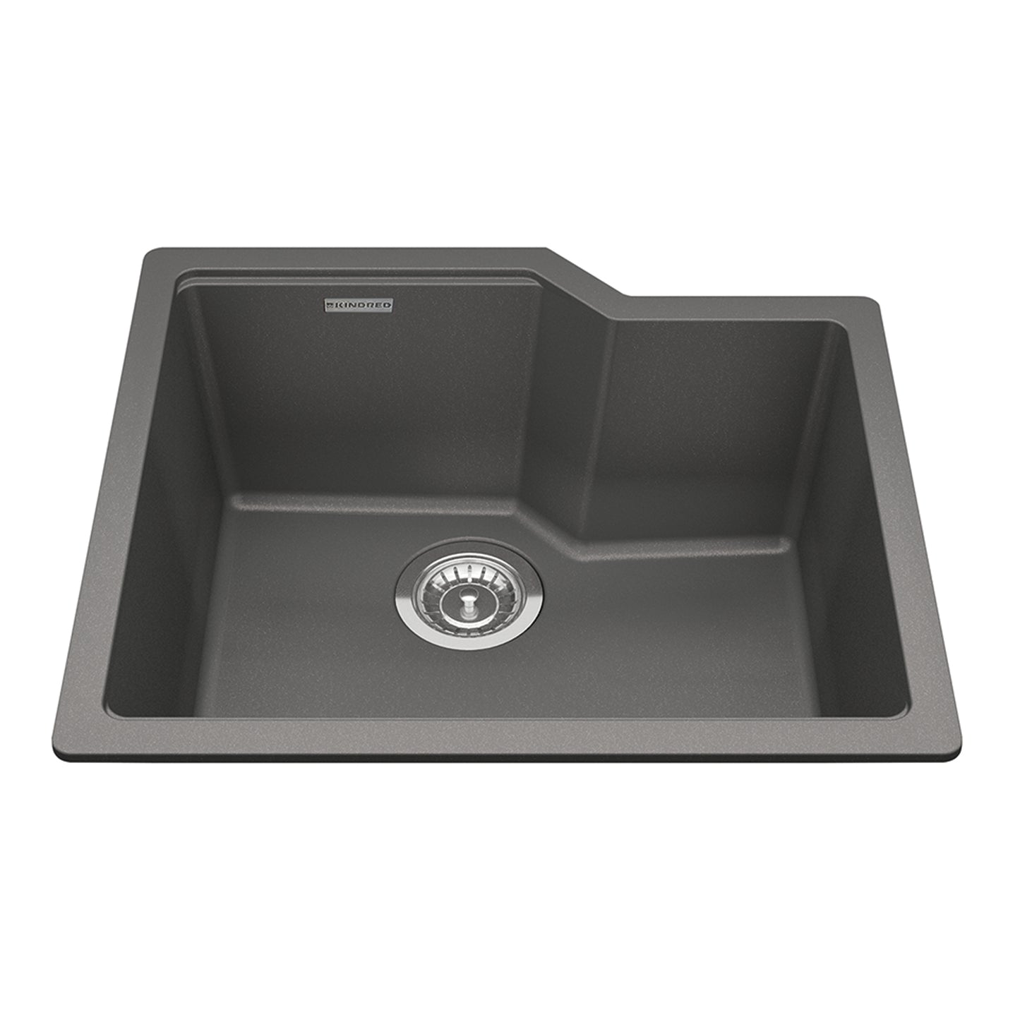 KINDRED MGS2022U-9SGN Granite Series 22.06-in LR x 19.69-in FB Undermount Single Bowl Granite Kitchen Sink in Stone Grey In Stone Grey