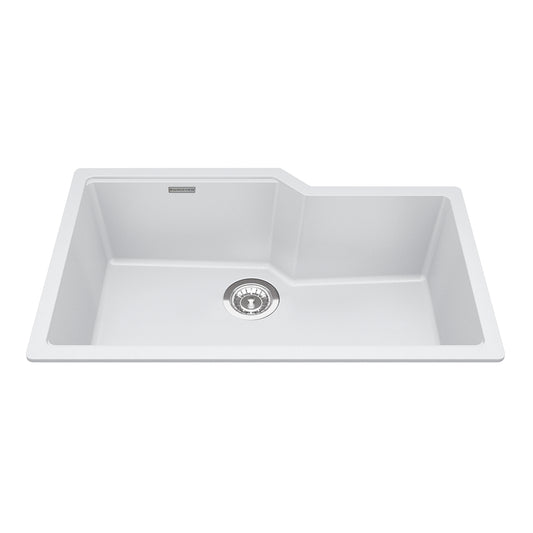 KINDRED MGS2031U-9PWTN Granite Series 30.69-in LR x 19.69-in FB Undermount Single Bowl Granite Kitchen Sink in Polar White In Polar White