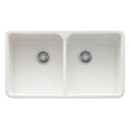 FRANKE MHK720-35WH Manor House 35.5-in. x 21.62-in. White Apron Front Double Bowl Fireclay Kitchen Sink - MHK720-35WH In White
